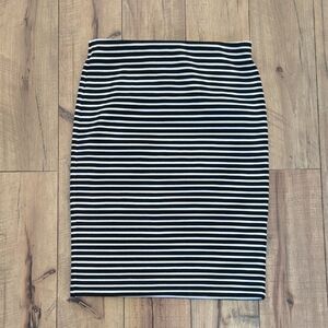 Loft Black And White Striped Pencil Skirt